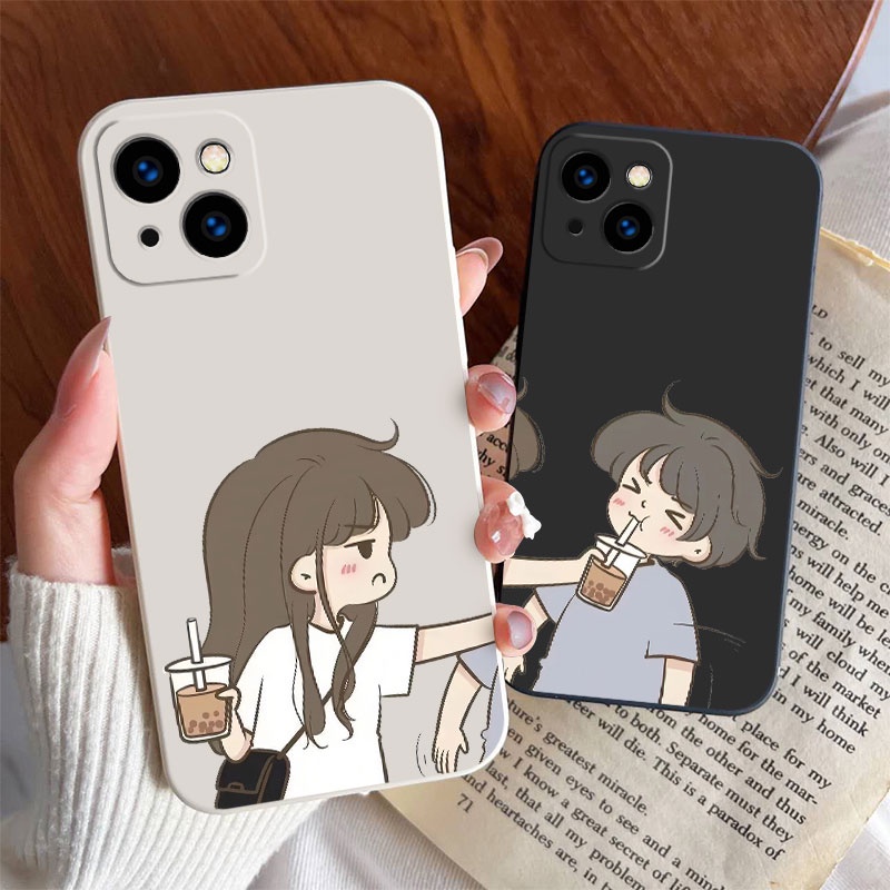 เคสโทรศัพท์มือถือแบบนิ่ม ทรงลูกบาศก์ตรง ลายน่ารัก หวานแหวว สําหรับ iPhone 14 13 12 Mini 11 Pro MAX XR X XS MAX 8 7 6 Plus SE3 SE2