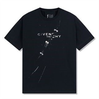 เสื้อยืดแขนสั้นลําลอง เนื้อผ้าฝ้าย ลาย Street Fashion G1454VENCHY สําหรับผู้ชาย และผู้หญิง