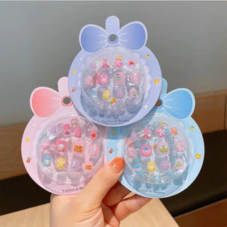 Childrens short transparent handmade DIY nail patch wearable detachable nail patch set（3.5）