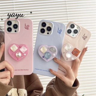 yayu เคสโทรศัพท์มือถือ พลอยรูปหัวใจ พร้อมขาตั้ง สําหรับ iPhone 14 Plus 14 13 12 11 Pro Max ZDL0185