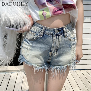 DaDuHey🎈 Ripped Denim Shorts for Women 2023 New Summer Thin Frayed Hot Girl Small High Waist Sexy A- line Hot Pants