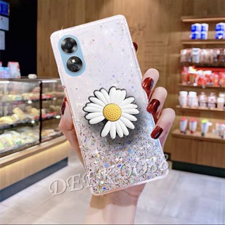 พร้อมส่ง เคสโทรศัพท์มือถือแบบนิ่ม ใส แต่งกลิตเตอร์ดาว ดอกเดซี่ พร้อมขาตั้งวาง สําหรับ OPPO A58 A78 4G A58