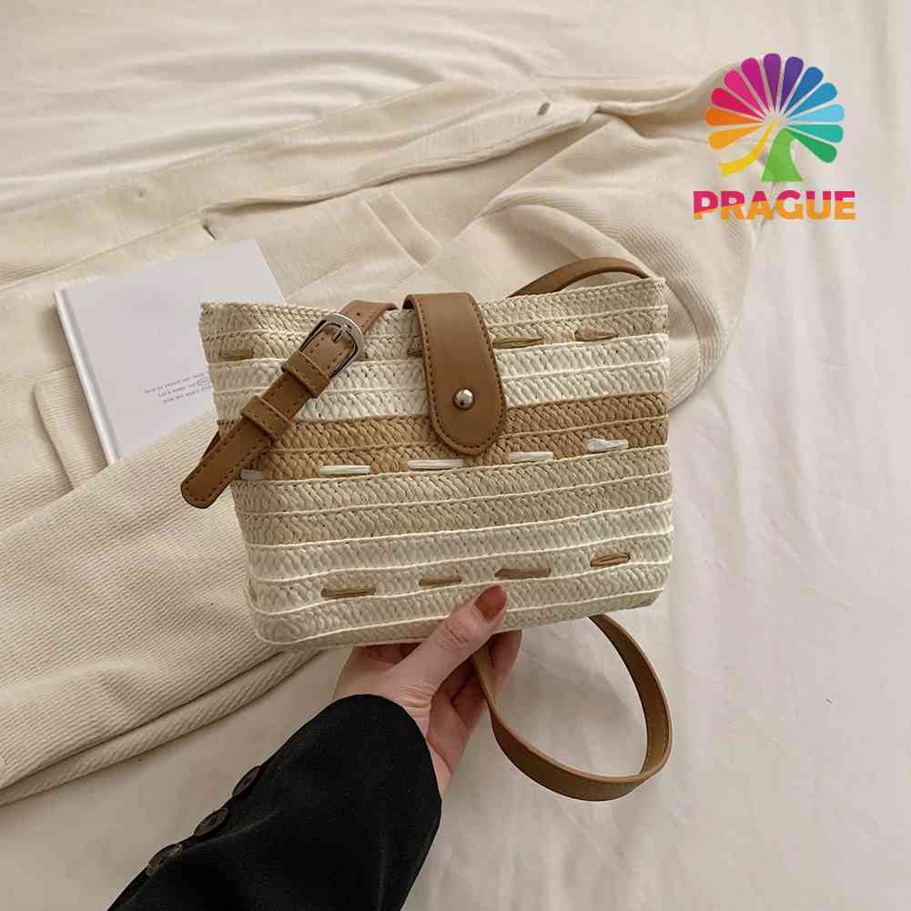 (พร้อมส่ง) กระเป๋าถือ กระเป๋าสะพายไหล่ สะพายข้าง เชือกถัก ไล่โทนสี เหมาะกับชายหาด ฤดูร้อน