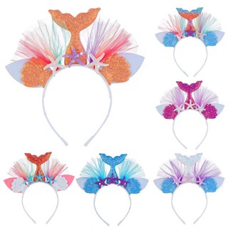 พร้อมส่ง ~ ที่คาดผมนางเงือก สีรุ้ง เครื่องประดับผมเจ้าหญิง ปาร์ตี้ สําหรับเด็ก