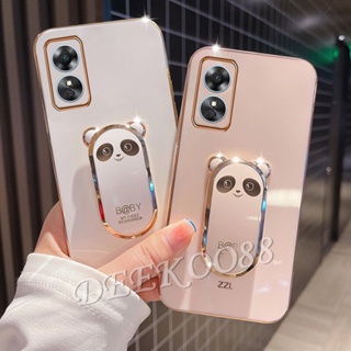 พร้อมส่ง ใหม่ เคสโทรศัพท์มือถือนิ่ม ลายหมีแพนด้าน่ารัก พร้อมขาตั้ง สําหรับ OPPO A58 A78 4G 2023 A58