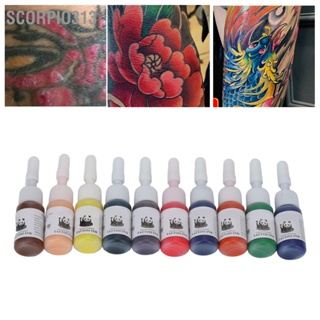 Scorpio313 10Pcs หมึกสัก 10 สี 5ml ต่อขวดปลอดภัย Stable Vivid สีชุดหมึกสักที่ไม่เป็นอันตรายสำหรับผู้ใหญ่ TATTOO Practice