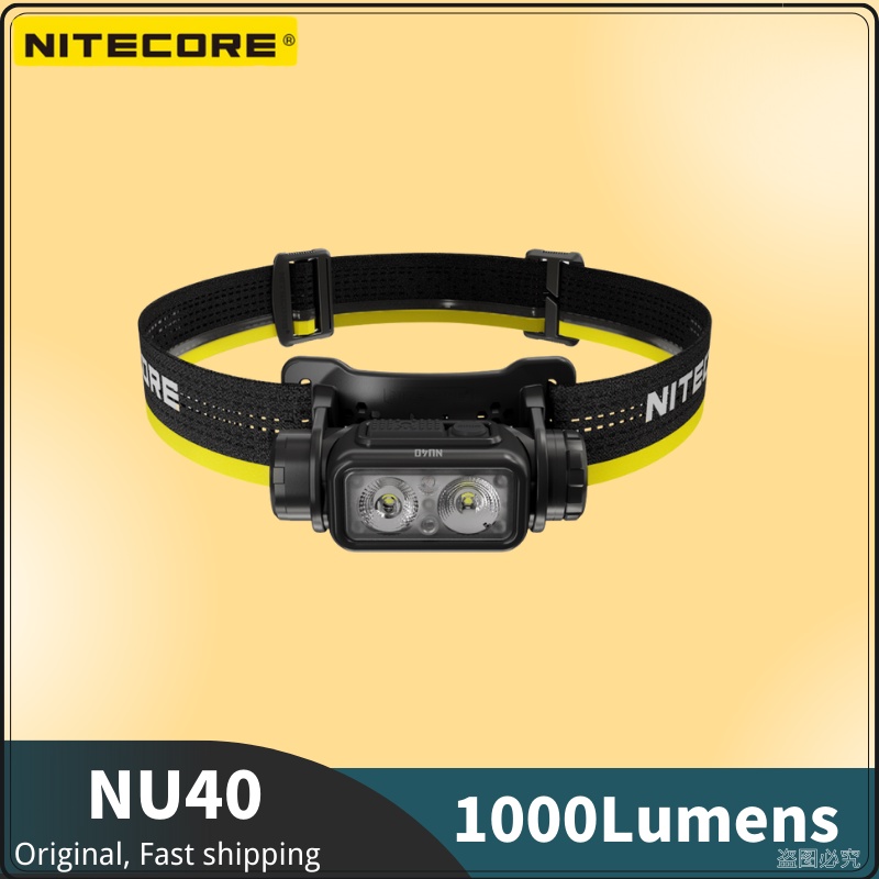 Nitecore NU40 ไฟฉายสวมศีรษะ 1000 ลูเมนส์ น้ําหนักเบา ชาร์จ USB-C แบตเตอรี่ในตัว 18650