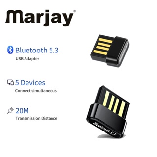 Marjay อะแดปเตอร์ดองเกิลรับส่งสัญญาณบลูทูธ 5.3 สําหรับ PC หูฟัง ลําโพง เมาส์ไร้สาย