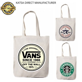 Vans off the wall Tote Bag Katsa กระเป๋าสะพายไหล่ ผ้าแคนวาส ลายซานต้าครอส คุณภาพสูง สําหรับสตรี C7YE