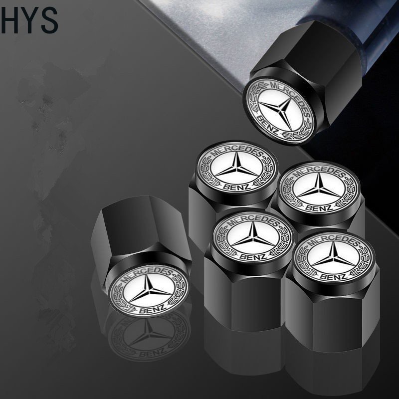 Hys ยางรถ ire หัวฉีดหมวกอลูมิเนียมสแตนเลสยางรถ Tyre ขอบล้อ Air วาล์ว Stem สําหรับ Mercedes-Benz C-series E-series C260L C200L E300L GLC GLA200