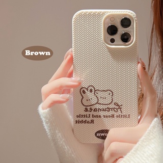 เคสซิลิโคน tpu ลายหมีและกระต่าย แบบถัก สําหรับ iphone case 11 12 13 14 pro max x xr xs max 7 8 plus