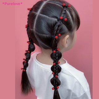 Purelove&gt; ยางรัดผมหางม้า แบบยืดหยุ่น สีแดง สําหรับเด็กผู้หญิง 50 ชิ้น ต่อชุด