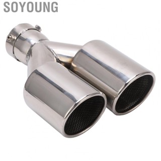 Soyoung Exhaust Tailpipe Tips  Universal Dual Exhaust Tips Bevel Cut 2.36in ID  for Replacement