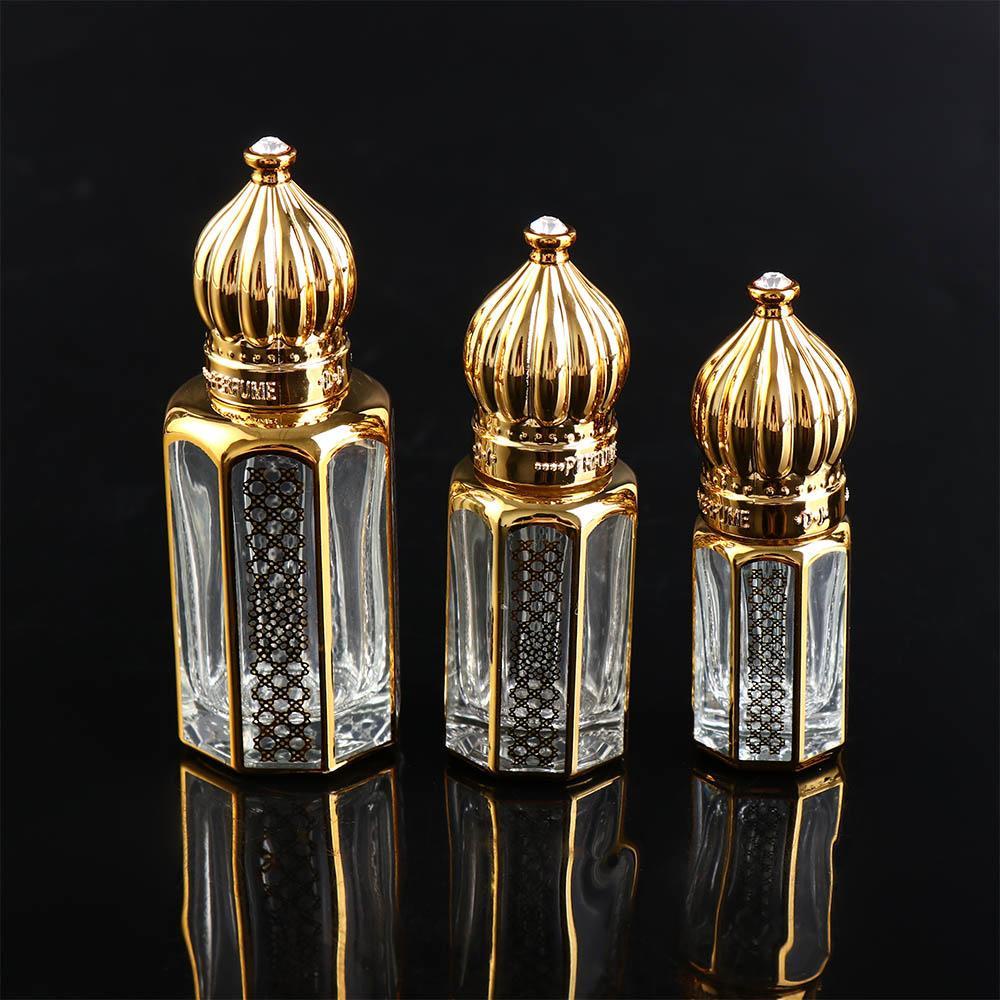Jarrediw Dropper ขวดคริสตัลทอง 3/6/12ML คอนเทนเนอร์เครื่องสําอางงานแต่งงานตกแต่งตัวอย่าง Vial ที่ว่างเปล่า Mini แก้วขวดน้ําหอม