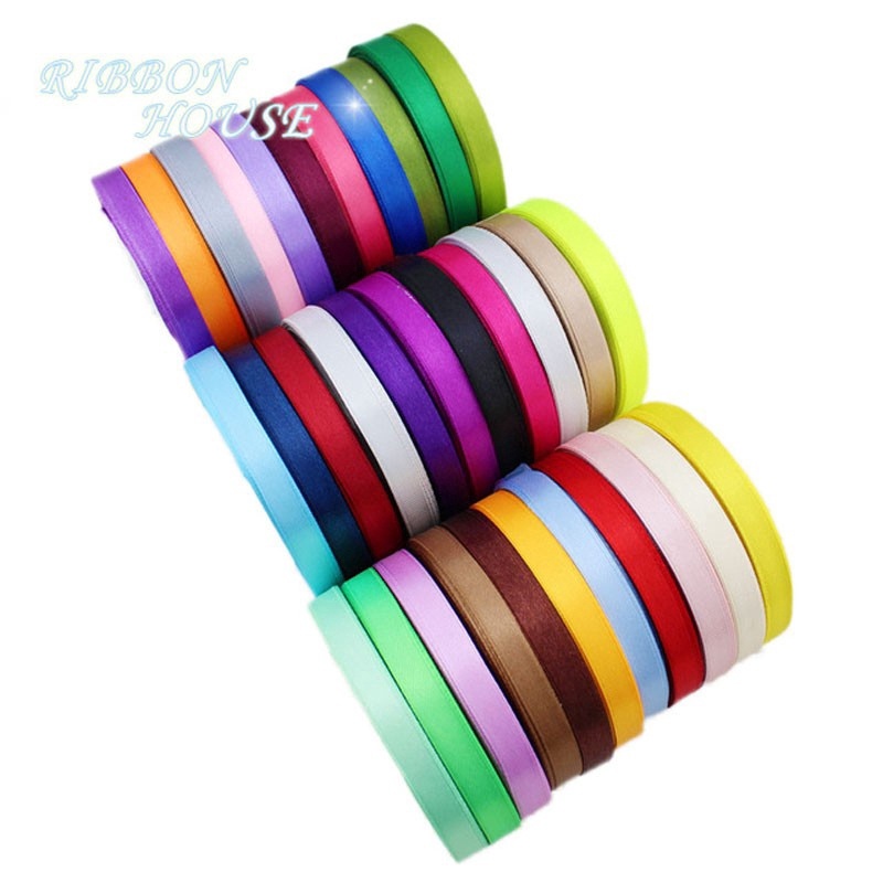 25 หลา/ม้วน 10 มม.เดี่ยวซาตินริบบิ้น Webbing Decaration ของขวัญคริสต์มาสริบบิ้น