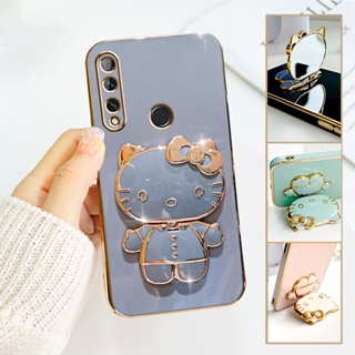 เคสโทรศัพท์มือถือ ยางนิ่ม ลายแมวคิตตี้ พร้อมขาตั้ง พับได้ หรูหรา สําหรับ Vivo Y11 Y12 Y15 Y17 Y50 Y30i Y30 Y51 2021 Y31 Y53S Y51A Y19 S1 Pro V15 T1 Pro V9