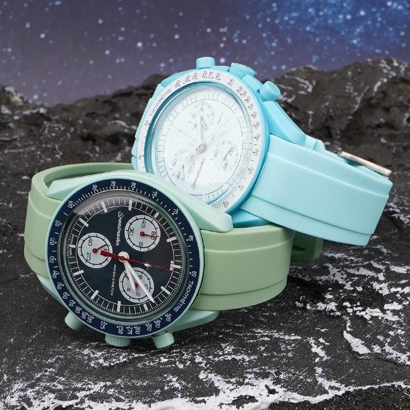 สายนาฬิกาข้อมือยางซิลิโคน ทรงโค้ง สําหรับ Rolex Water Ghost Seiko Oomega Watch Band 20 มม. 22 มม. MoonSwatch