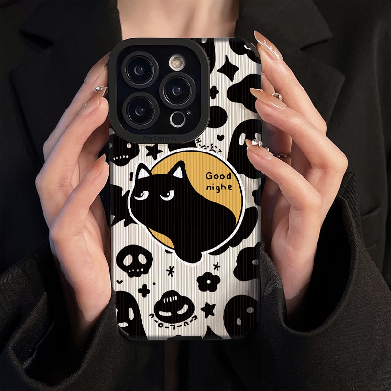 เคสโทรศัพท์มือถือหนังนิ่ม ลายการ์ตูนแมวน่ารัก สีดํา สําหรับ Vivo iQOO Z7 Z7x 11 V27e V27 V25 V23 V23