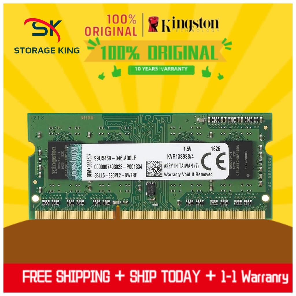 Kingston RAM 1333MHz DDR3 Non-ECC CL9 SODIMM หน่วยความจําโน้ตบุ๊ก ram(4GB/8GB)