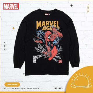 Marvel Comics T-Shirt LMX-004 - Marvel Age Spider-Man size XXL (Black) Cotton 100% แขนยาว