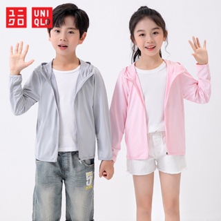 Uniqlo เสื้อแจ็กเก็ตกันแดด มีฮู้ด ระบายอากาศ ป้องกันรังสียูวี แฟชั่นฤดูร้อน สําหรับเด็กผู้หญิง และเด็กผู้ชาย