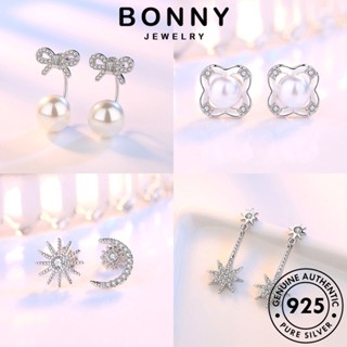 BONNY JEWELRY ผู้หญิง Silver ต่างหู แฟชั่น มอยส์ซาไนท์ เครื่องประดับ หนีบ ไข่มุก เกาหลี แท้ เครื่องประดับ 925 เงิน ห่วง ตุ้มหู เพชร ต้นฉบับ M026