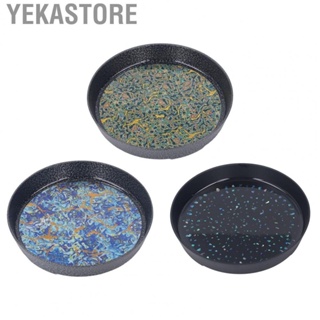 Yekastore Round  Serving Tray Portable  Cup Tray Lightweight Alloy Durable Complex Pattern Decorative for Deck