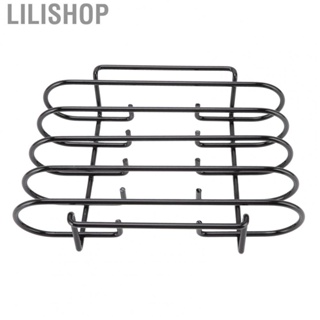 Lilishop Rib Rack 4 Rows  Compact Portable Iron Material Black Durable Reusable