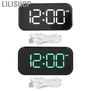 Lilishop Digital Clock Digital Alarm Clock Large Number USB Rechargeable Mirror Electronic Desktop Clock for Bedroom Living Room Office