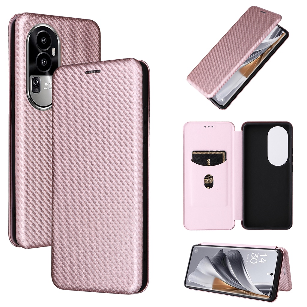 เคส Case for OPPO Reno 15 15F 14 14F 13 13F 12 F 12F 11 5G A3 A5 A6 Pro A6x A5x A3x 4G เคสฝาพับ เคสเปิดปิดโทรศัพท์มือถือ TPU นิ่ม คาร์บอนไฟเบอร์ แบบฝาพับแม่เหล็ก พร้อมช่องใส่บัตร Leather Flip Cover Stand Finger Ring Strap LZTXW - รูปที่ 6