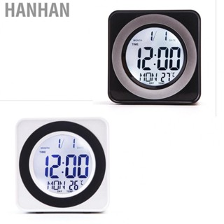 Hanhan Voice Control Back Light LCD Clock Squared Electronic Clock with Calendar Temperature Display