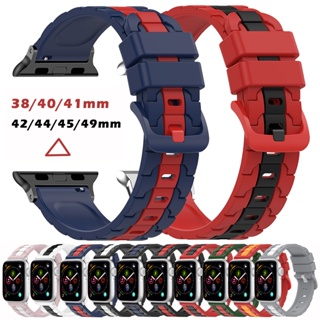 สายนาฬิกาข้อมือซิลิโคน แบบนิ่ม สําหรับ apple watch 44 มม. 45 มม. 41 มม. 40 มม. 38 มม. 42 มม. 45 มม. iWatch series 6 5 4 SE 7 8 ultra 49 มม.