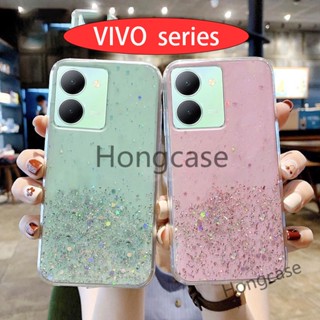 เคสโทรศัพท์มือถือแบบนิ่ม TPU ใส กันกระแทก แต่งกลิตเตอร์ สีชมพู สําหรับ VIVO Y36 4G Y 36 5G Y16