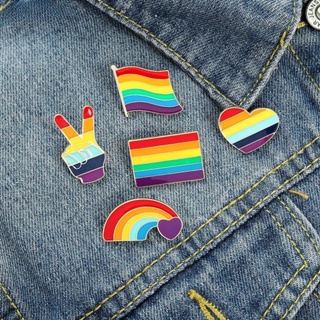 LGBT เข็มกลัด ลายธงสายรุ้ง หัวใจ สร้างสรรค์ เครื่องประดับ ของขวัญ สําหรับทุกเพศ