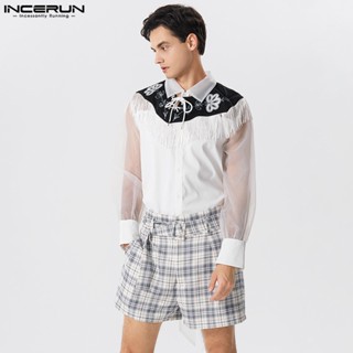 Incerun เสื้อคลุมสั้น ปักลาย ประดับพู่