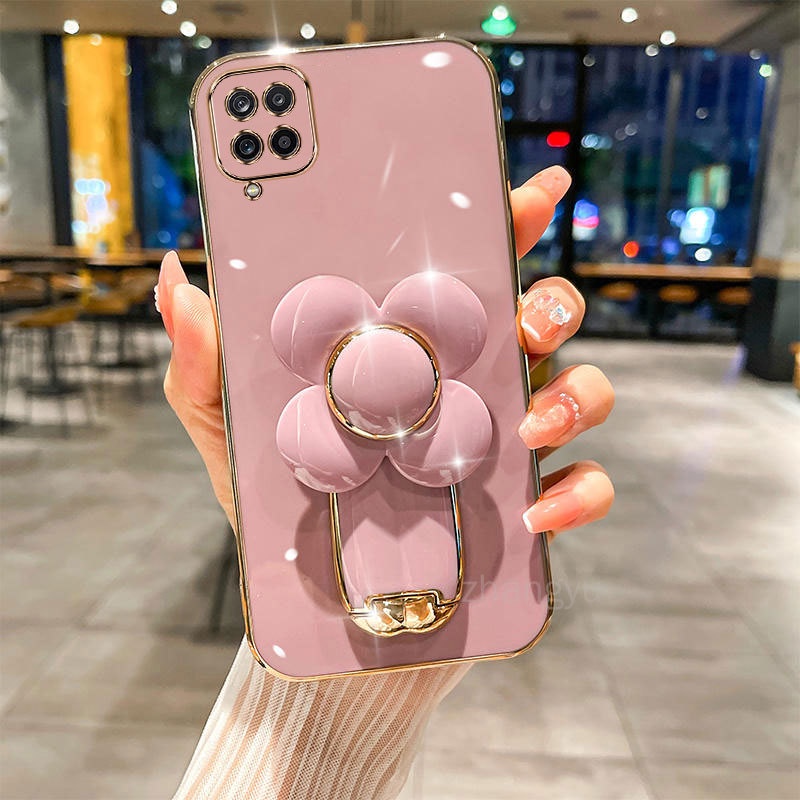 SAMSUNG ปลอกsamsung A12 M62 A22 4G A22 5G M33 5G M53 5G M42 A42 M32 3D Windmill BracketBracketเคสโทรศัพท์UltraบางElectroplated Smooth Soft Case Shock proof Coverกันชนเคสโทรศัพท์