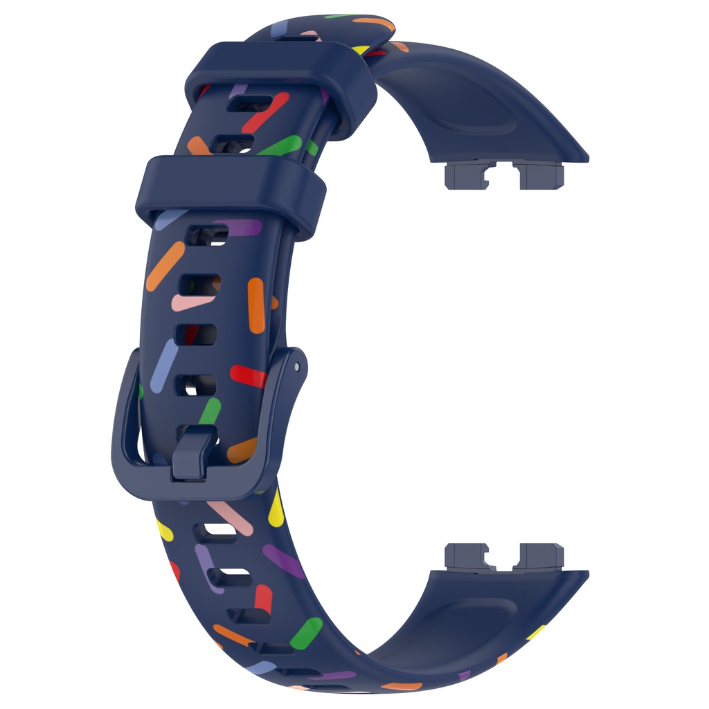 สําหรับ Huawei Band 7 / 8 / 9 เคสป้องกันหน้าจอกระจกนิรภัย / สายซิลิโคน พิมพ์ลาย สายรัดข้อมือสมาร์ทวอทช์