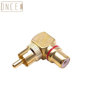 【ONCEMOREAGAIN】All Copper RCA Audio Conversion Adapter Male to Female Plug with 90 Degree Angle