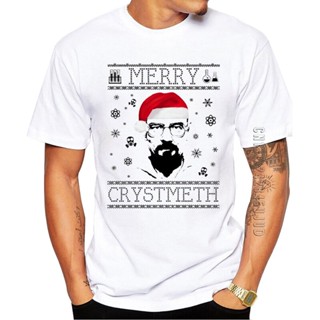 ดีมาก 100% Cotton Hipster Heisenberg Merry Christmas Printed Graphic Tshirt Breaking Bad Men T-Shirt O-Neck Cool Tops Fu