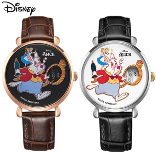 Disney Alice In Wonderland นาฬิกาข้อมือ ลายการ์ตูน Mr. นาฬิกาข้อมือควอตซ์ หน้าปัดลายกระต่าย สีขาว สไตล์วินเทจ ไม่มีเข็ม สําหรับผู้ชายและผู้หญิง