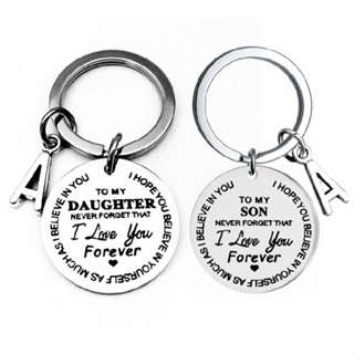 New 1pc TO MY SON DAUGHTER Letter Stainless Steel Keychain Keyring Gift
