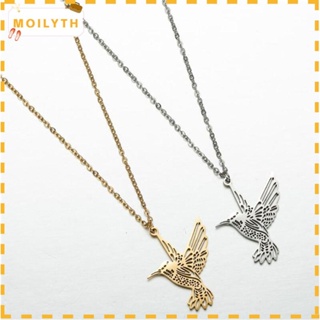 Moily สร้อยคอสแตนเลสจี้รูปนก Hummingbird เครื่องประดับแฟชั่น Unisex