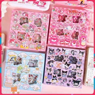 พร้อมสต็อก Sanrio Cartoon Handbook Patch Paper Cuolomi Merliti Cinnamon Children&amp;#39;s Notes Labels Pvc Cooker Sticker Set Box Kids Notes Decoration