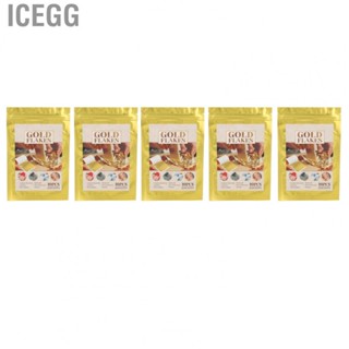 Icegg 5 Bags Artistic Gold Leaf Sheets Multipurpose Metallic Imitate Foil DGD