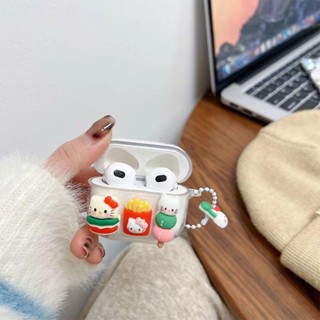 เคสหูฟังบลูทูธไร้สาย แบบใส ลายแมว เบอร์เกอร์น่ารัก สําหรับ Airpods Pro 2 1 2