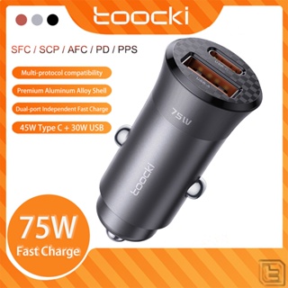 Toocki อะแดปเตอร์ชาร์จในรถยนต์ 75W USB Type C QC3.0 พอร์ตคู่ อะลูมิเนียมอัลลอย สําหรับแล็ปท็อป แท็บเล็ต โทรศัพท์