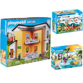 Playmobil บล็อคตัวต่อสระว่ายน้ํา RV 9266 สไตล์เยอรมนี โมบิเวิลด์ โมเดิร์น สําหรับครอบครัว ตั้งแคมป์ TQUR