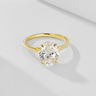 3ct Oval Moissanite Plated yellow gold/ white gold Solitaire Ring