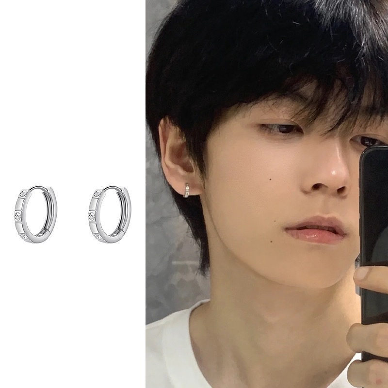 1คู่ผู้ชาย/ผู้หญิงห่วงต่างหูเพทายเงาต่างหูเพชรที่เรียบง่ายต่างหูแฟชั่นเครื่องประดับของขวัญ