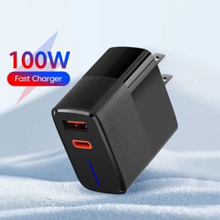 ที่ชาร์จโทรศัพท์มือถือ 100W PD+QC3.0 พอร์ตคู่ สําหรับ lphone และ Huawei